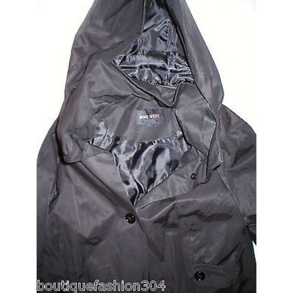 New NWT Nine West Black Womens Small Jacket Knit Cuffs Removable Hood S Buttons - Picture 9 of 12